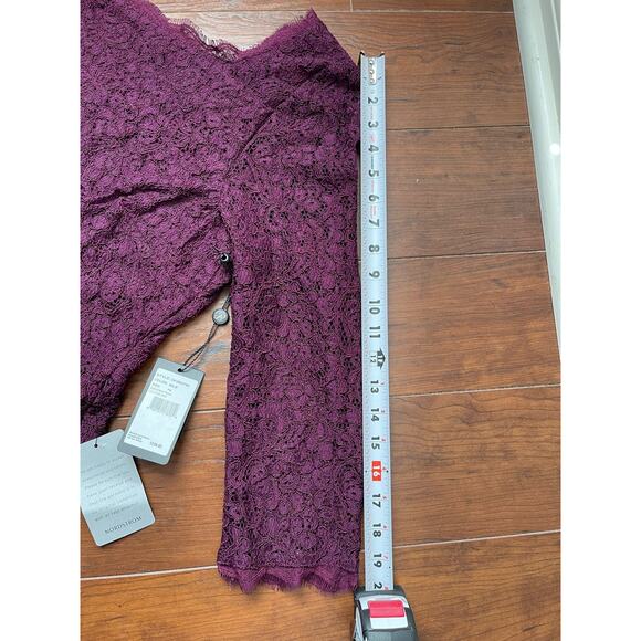 NWT Adrianna Papell Women’s Size 16 Purple V-Back 3/4 Sleeve Lace Sheath Dress - Picture 10 of 13